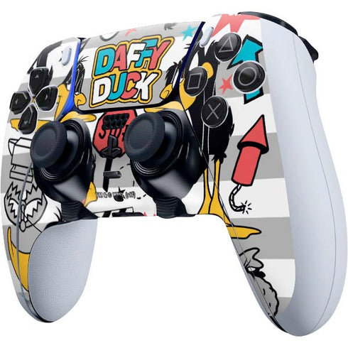Looney Tunes Daffy Duck Striped Patches PS5 DualSense Edge Pro Controller Skin