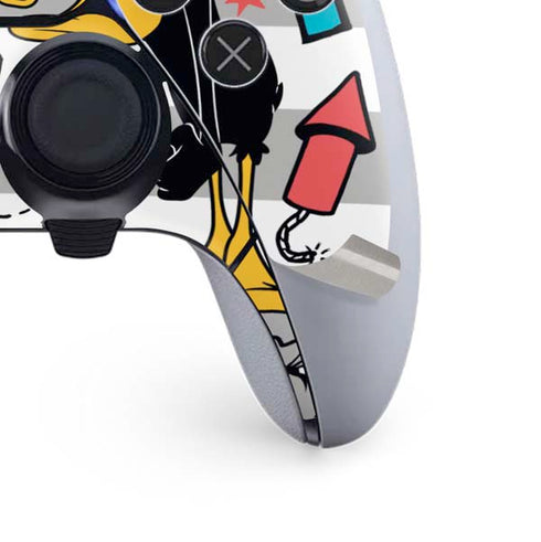 Looney Tunes Daffy Duck Striped Patches PS5 DualSense Edge Pro Controller Skin