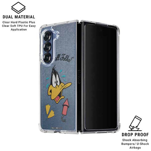 Looney Tunes Daffy Duck Thats All Folks Galaxy Z Fold6 Clear Case
