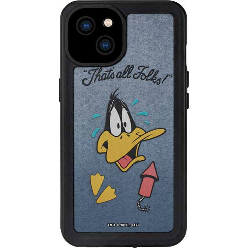 Looney Tunes Daffy Duck Thats All Folks iPhone 15 Plus Waterproof Case