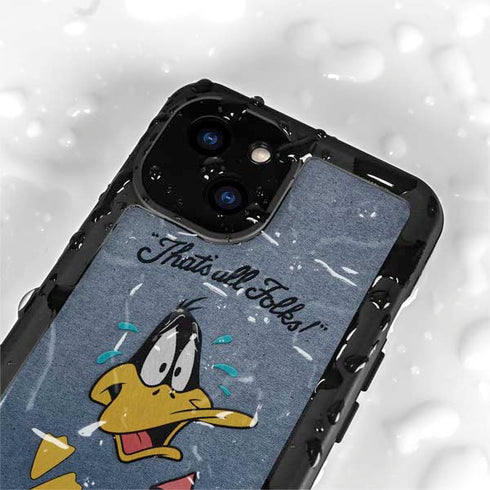 Looney Tunes Daffy Duck Thats All Folks iPhone 15 Plus Waterproof Case