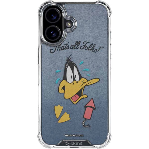Looney Tunes Daffy Duck Thats All Folks iPhone 16 Plus Clear Case