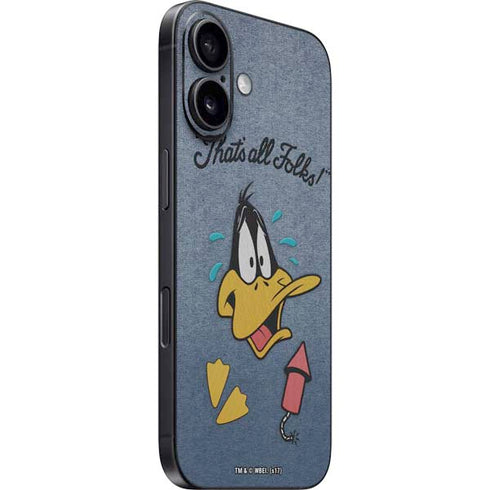 Looney Tunes Daffy Duck Thats All Folks iPhone 16 Skin