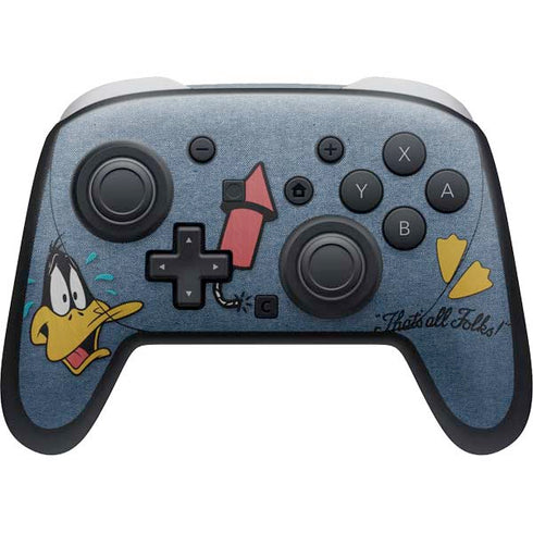 Looney Tunes Daffy Duck Thats All Folks Nintendo Switch 2 (2025) Pro Controller Skin