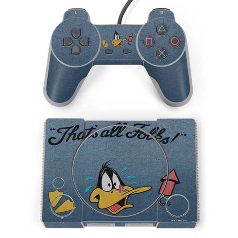 Looney Tunes Daffy Duck Thats All Folks PlayStation Classic Bundle Skin