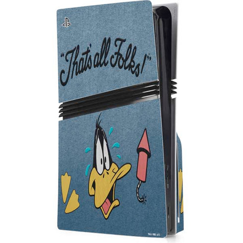 Looney Tunes Daffy Duck Thats All Folks PS5 Pro Disk Console Skin