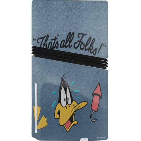 Looney Tunes Daffy Duck Thats All Folks PS5 Pro Disk Console Skin