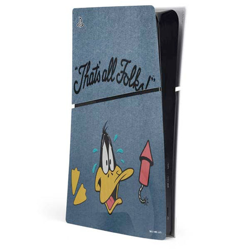 Looney Tunes Daffy Duck Thats All Folks PS5 Slim Digital Edition Console Skin