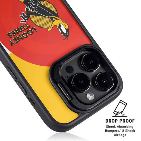 Looney Tunes Daffy Duck Yellow Stripes iPhone 14 Pro Max Kickstand Case