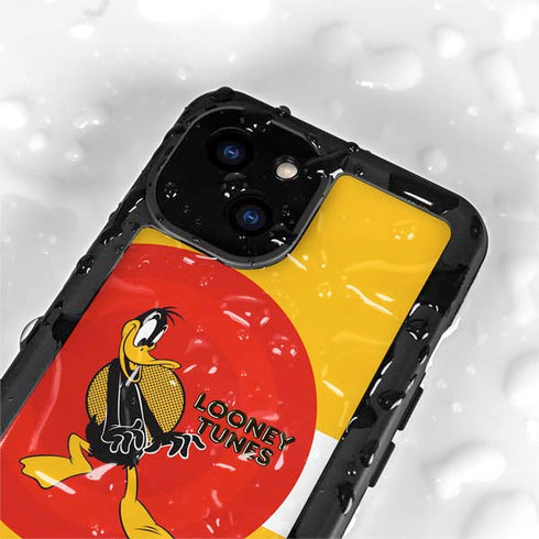 Looney Tunes Daffy Duck Yellow Stripes iPhone 15 Plus Waterproof Case
