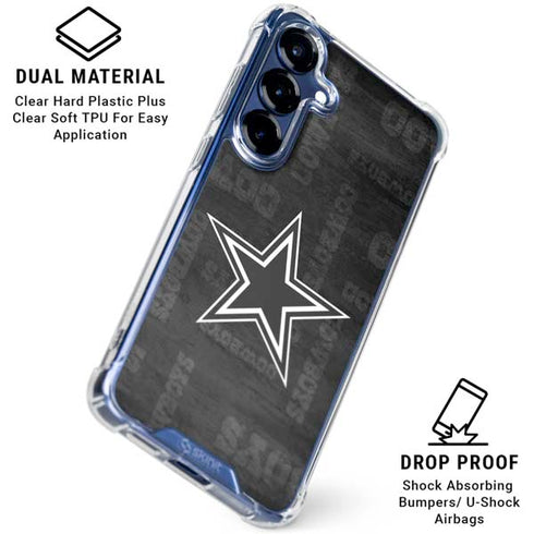 NFL Dallas Cowboys Black & White Galaxy S25 Clear Case