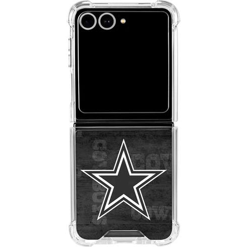 NFL Dallas Cowboys Black & White Galaxy Z Flip7 Clear Case