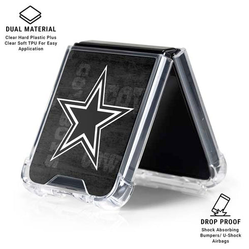NFL Dallas Cowboys Black & White Galaxy Z Flip7 Clear Case