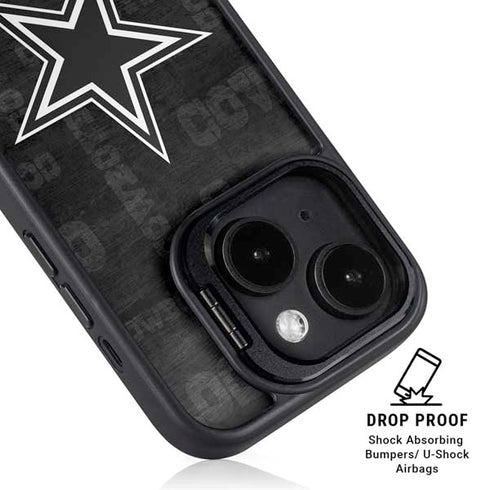 NFL Dallas Cowboys Black & White iPhone 15 Plus Kickstand Case