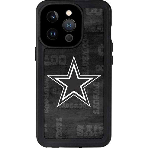 NFL Dallas Cowboys Black & White iPhone 15 Pro Waterproof Case