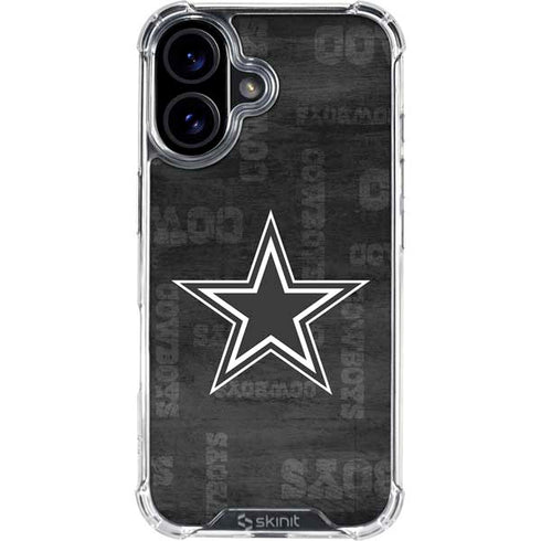 NFL Dallas Cowboys Black & White iPhone 16 Clear Case