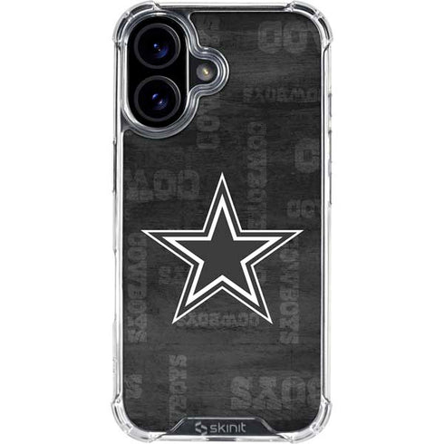 NFL Dallas Cowboys Black & White iPhone 16 Plus Clear Case