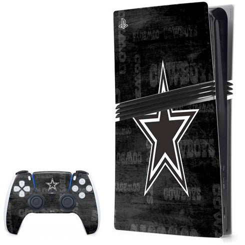 NFL Dallas Cowboys Black & White PS5 Pro Bundle Skin
