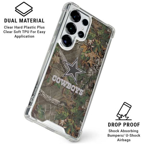 NFL Dallas Cowboys Realtree Xtra Green Camo Galaxy S25 Ultra Clear Case