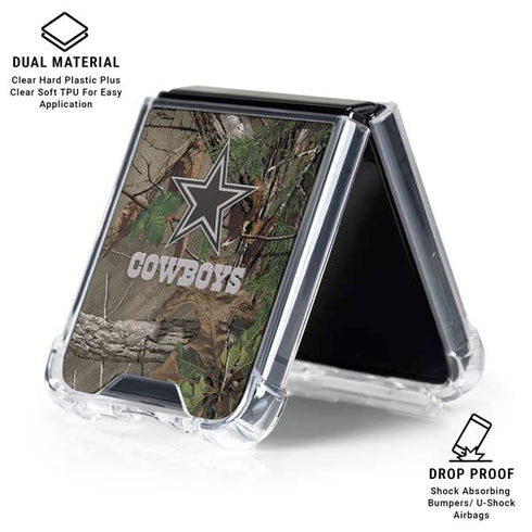 NFL Dallas Cowboys Realtree Xtra Green Camo Galaxy Z Flip6 Clear Case