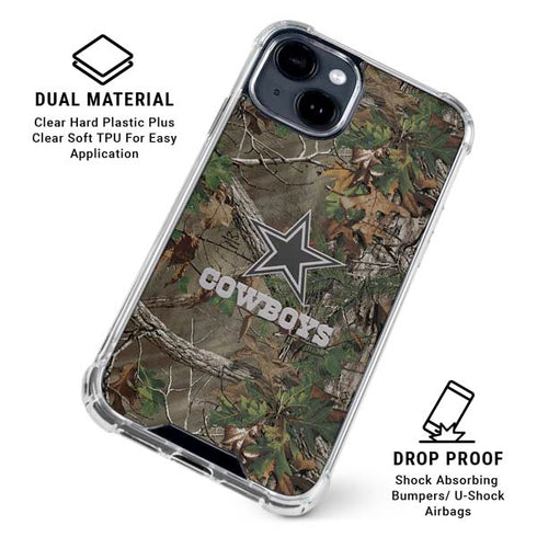 NFL Dallas Cowboys Realtree Xtra Green Camo iPhone 15 Clear Case