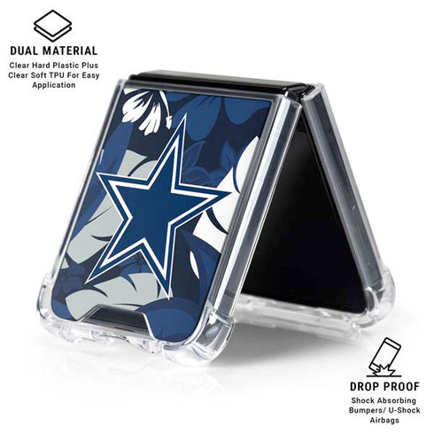 NFL Dallas Cowboys Tropical Print Galaxy Z Flip6 Clear Case