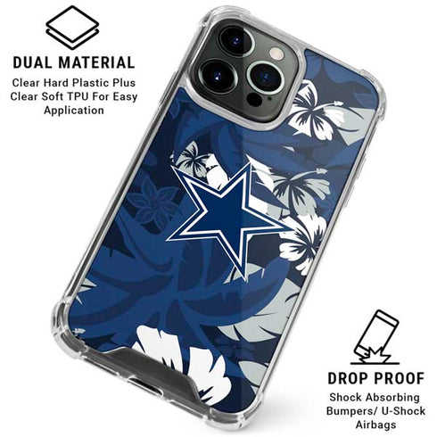 NFL Dallas Cowboys Tropical Print iPhone 16 Pro Clear Case