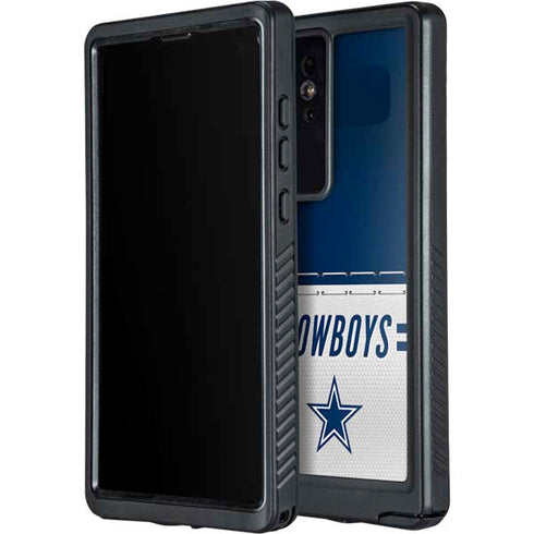 NFL Dallas Cowboys White Striped Galaxy S24 Ultra Waterproof Case