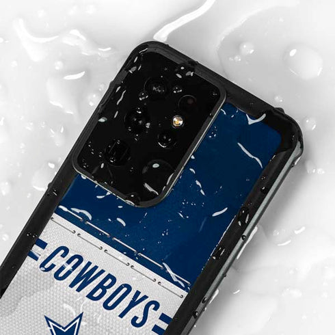 NFL Dallas Cowboys White Striped Galaxy S24 Ultra Waterproof Case