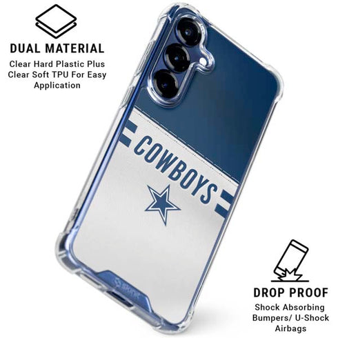NFL Dallas Cowboys White Striped Galaxy S25 Clear Case