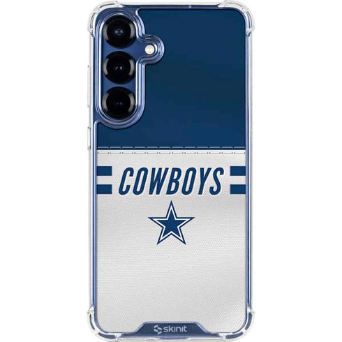 NFL Dallas Cowboys White Striped Galaxy S25 Plus Clear Case