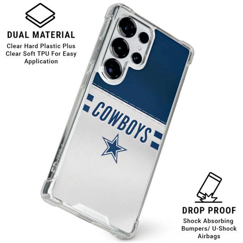 NFL Dallas Cowboys White Striped Galaxy S25 Ultra Clear Case