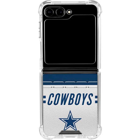 NFL Dallas Cowboys White Striped Galaxy Z Flip6 Clear Case