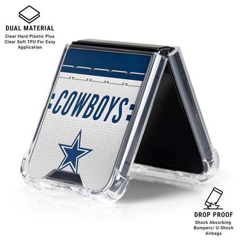 NFL Dallas Cowboys White Striped Galaxy Z Flip6 Clear Case