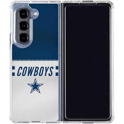 NFL Dallas Cowboys White Striped Galaxy Z Fold5 5G Clear Case