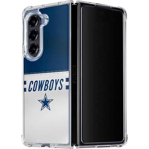 NFL Dallas Cowboys White Striped Galaxy Z Fold5 5G Clear Case
