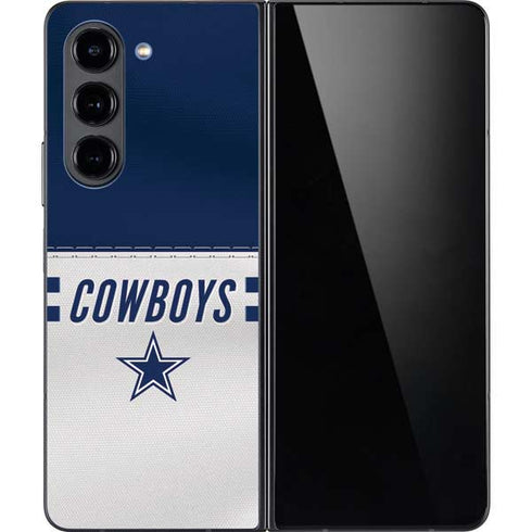 NFL Dallas Cowboys White Striped Galaxy Z Fold5 5G Skin