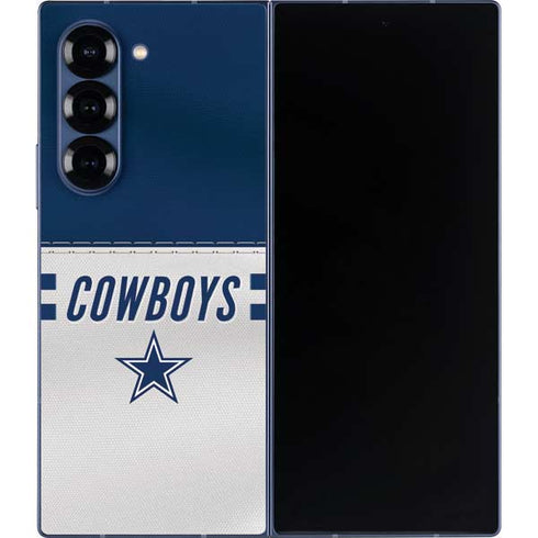 NFL Dallas Cowboys White Striped Galaxy Z Fold6 Skin