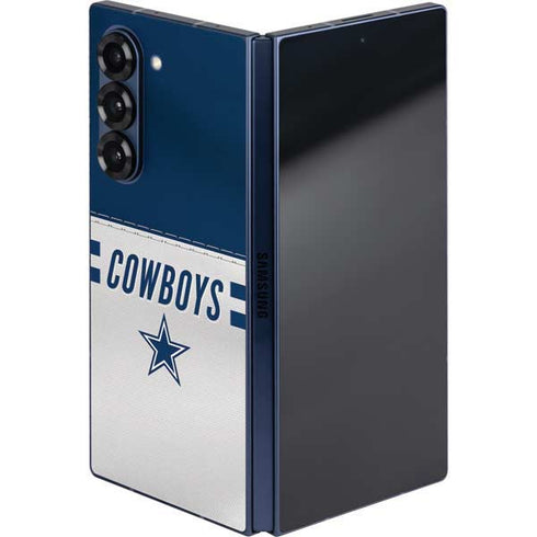 NFL Dallas Cowboys White Striped Galaxy Z Fold6 Skin