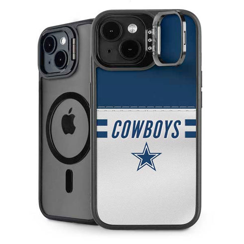 NFL Dallas Cowboys White Striped iPhone 14 Plus Kickstand Case