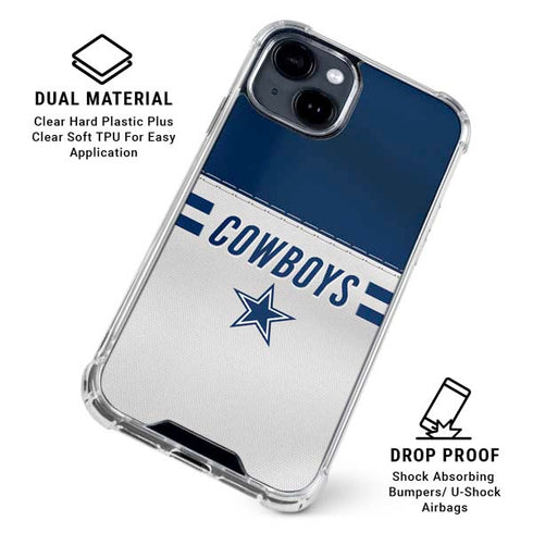 NFL Dallas Cowboys White Striped iPhone 15 Clear Case