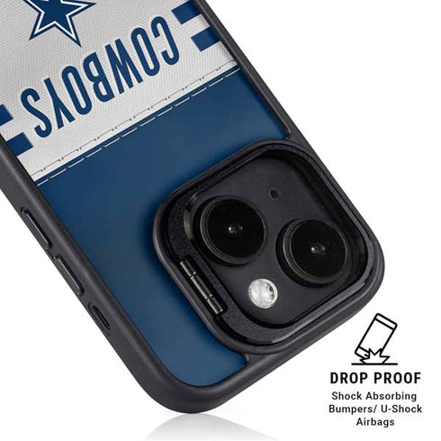 NFL Dallas Cowboys White Striped iPhone 15 Plus Kickstand Case