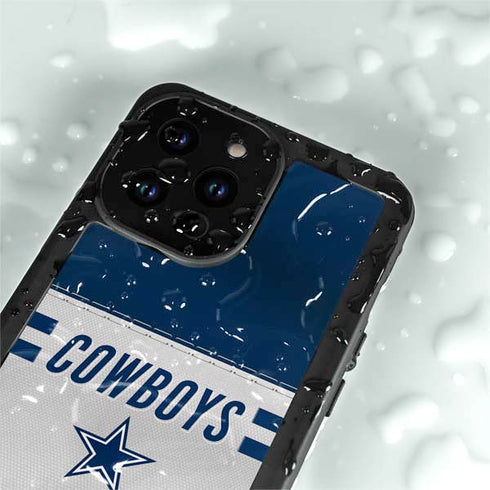 NFL Dallas Cowboys White Striped iPhone 15 Pro Waterproof Case