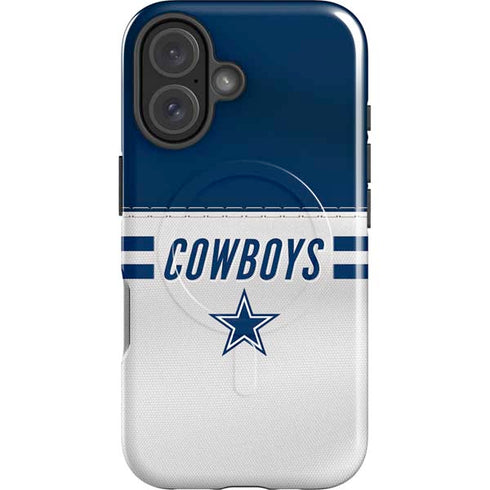 NFL Dallas Cowboys White Striped iPhone 16 Magsafe Impact Case