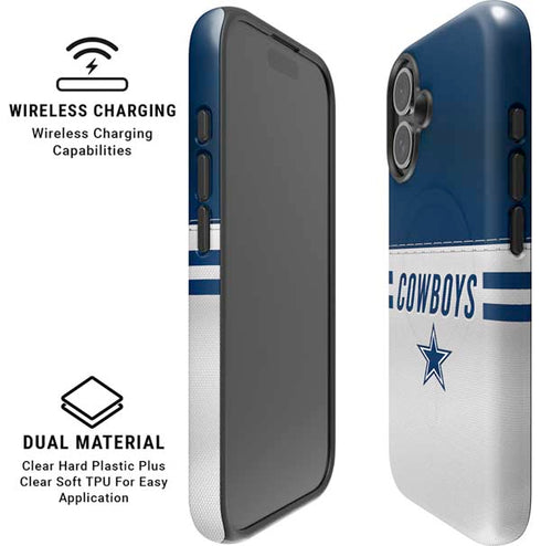 NFL Dallas Cowboys White Striped iPhone 16 Magsafe Impact Case