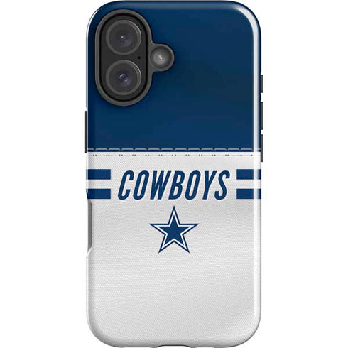 NFL Dallas Cowboys White Striped iPhone 16 Plus Impact Case