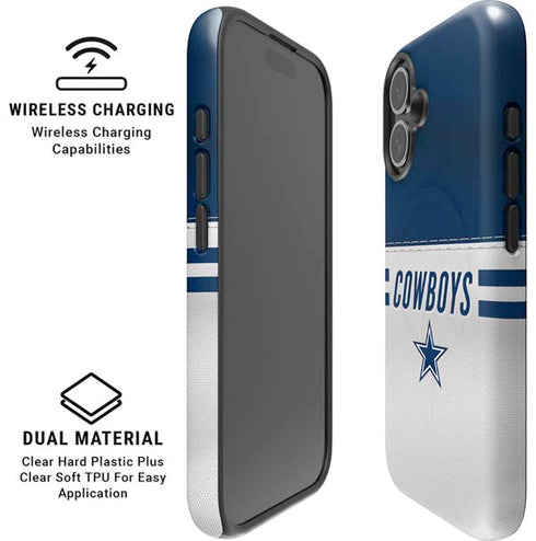 NFL Dallas Cowboys White Striped iPhone 16 Plus Magsafe Impact Case