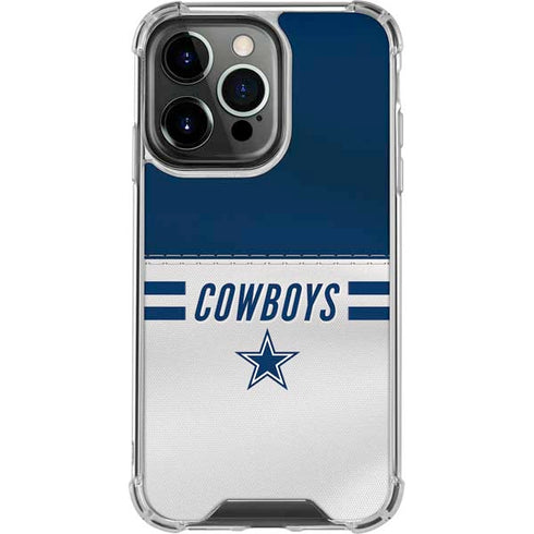 NFL Dallas Cowboys White Striped iPhone 16 Pro Clear Case