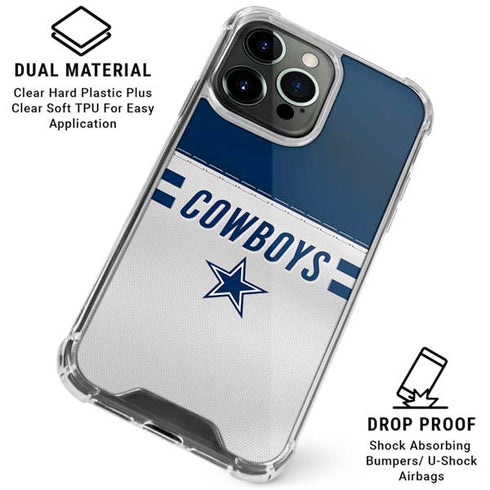 NFL Dallas Cowboys White Striped iPhone 16 Pro Clear Case