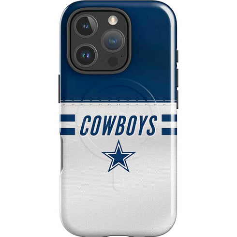 NFL Dallas Cowboys White Striped iPhone 16 Pro Magsafe Impact Case